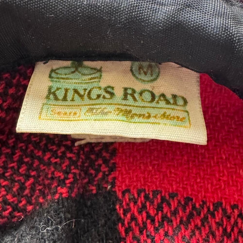 VTG Sears Kings Road 70s flannel shirt mens M red buffalo plaid wool blend retro - Picture 4 of 8